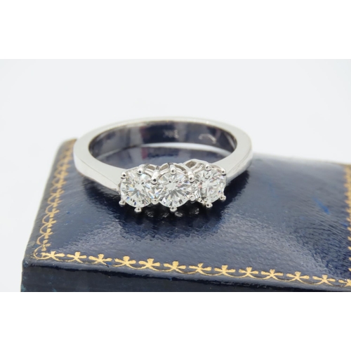 269 - Three Stone Ladies Diamond Ring Mounted on 18 Carat White Gold Ring Size N Attractive Colour