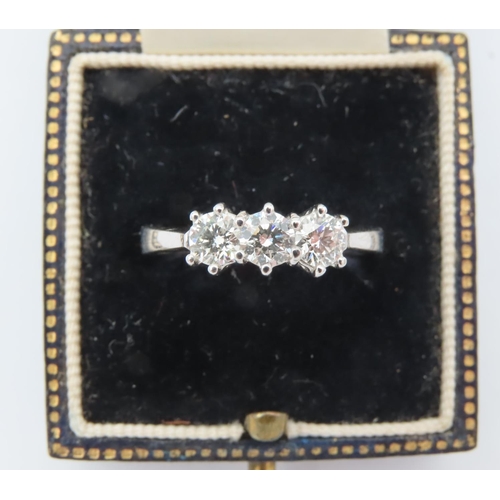 269 - Three Stone Ladies Diamond Ring Mounted on 18 Carat White Gold Ring Size N Attractive Colour