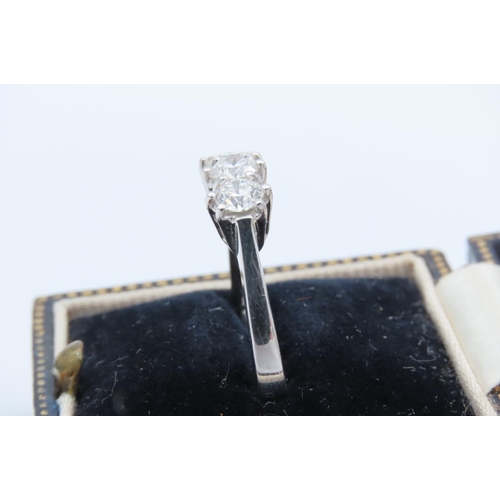 269 - Three Stone Ladies Diamond Ring Mounted on 18 Carat White Gold Ring Size N Attractive Colour