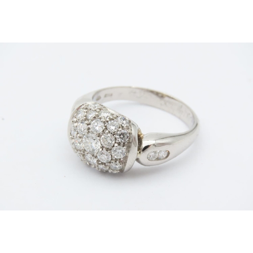 271 - Bombe Pave Set Diamond Ring Mounted on 18 Carat White Gold Diamonds Approximately 1.1 Carat with Fur... 