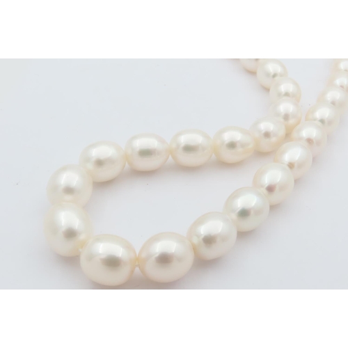 276 - Single Strand Pearl Necklace Attractive Hue with Diamond Decorated 18 Carat Yellow Gold Ball Clasp N... 