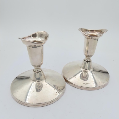 48 - Pair of Swedish Solid Silver Candle Sticks Inverted Bell Shaped Sconces to Tapered Stems Large Mould... 