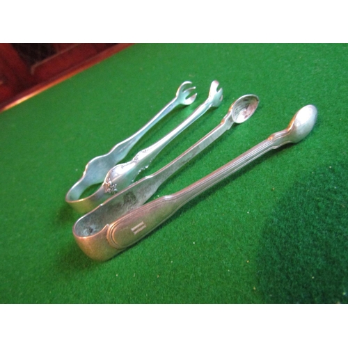 482 - Two Pairs of Solid Silver Sugar Tongs Each Approximately 5 Inches High