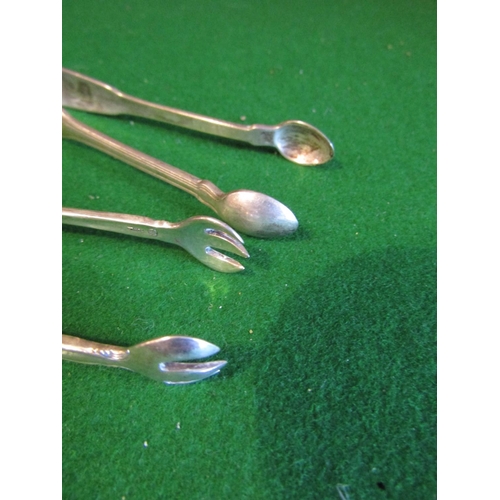 482 - Two Pairs of Solid Silver Sugar Tongs Each Approximately 5 Inches High
