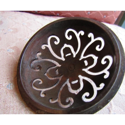 485 - Chinese Bronze Gold Splash Decorated Sensor with Cover Approximately 4 Inches Diameter