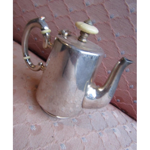 487 - Antique Solid Silver Bachelors Teapot of Elegant Design Flying C Scrolled Form Handle