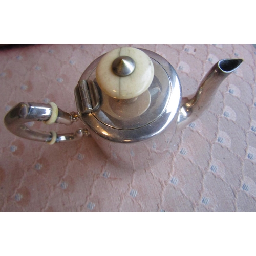487 - Antique Solid Silver Bachelors Teapot of Elegant Design Flying C Scrolled Form Handle
