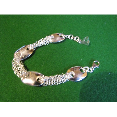 488 - Solid Silver Mounted Ladies Designer Bracelet Approximately 19cm Long Articulated Form