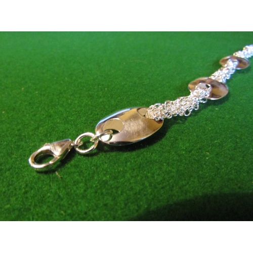 488 - Solid Silver Mounted Ladies Designer Bracelet Approximately 19cm Long Articulated Form
