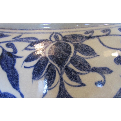 489 - Large Oriental Blue and White Porcelain Charger with Dragon Motifs Signed to Base Approximately 16 I... 