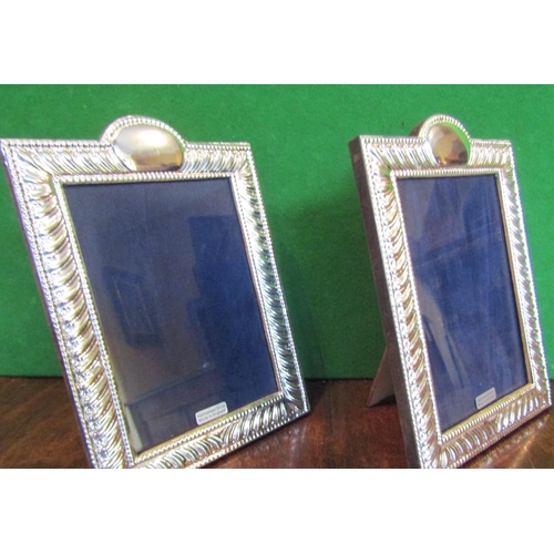 490 - Pair of Solid Silver Rectangular Form Table Top Photograph Frames with Gadrooned Decoration Each App... 
