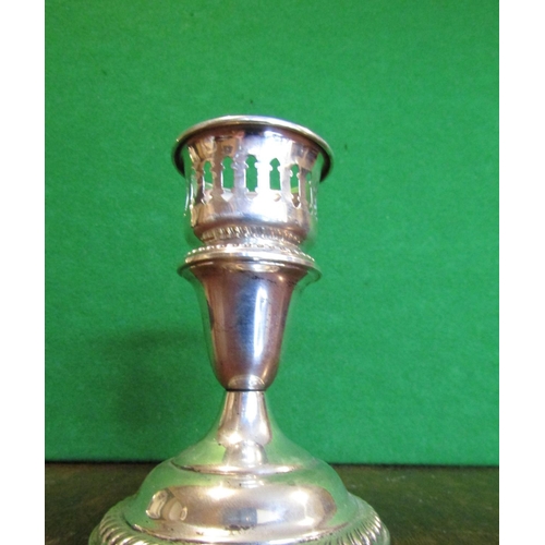 494 - Solid Silver Turned Pedestal Form Candle Rest Approximately 5 Inches High