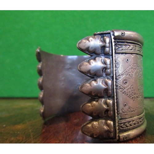 498 - Antique Silver Ladies Cuff Bracelet with Incised Decoration