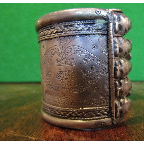 498 - Antique Silver Ladies Cuff Bracelet with Incised Decoration