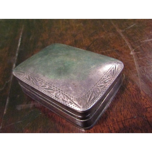 500 - Solid Silver Pill Box Hinged Cover with Engraved Decoration