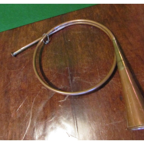 501 - Antique Hunting Horn Copper with Brass Mounts Approximately 18 Inches Wide