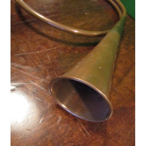 501 - Antique Hunting Horn Copper with Brass Mounts Approximately 18 Inches Wide