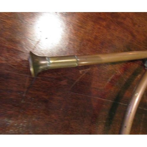 501 - Antique Hunting Horn Copper with Brass Mounts Approximately 18 Inches Wide