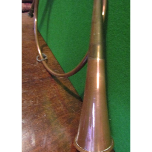 501 - Antique Hunting Horn Copper with Brass Mounts Approximately 18 Inches Wide