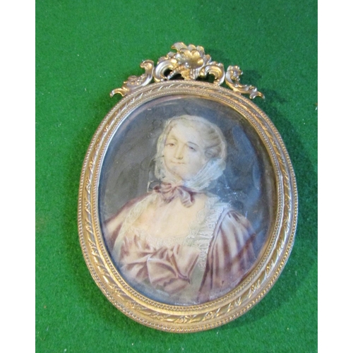 503 - Antique Portrait Miniature Madame De Pompadour Chief Mistress of Louis XV from 1741-1751 Watercolour... 