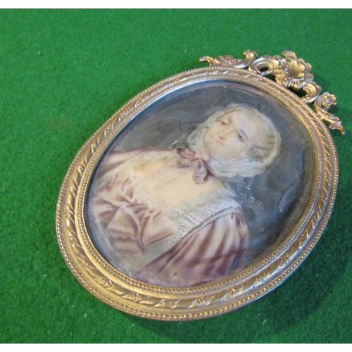 503 - Antique Portrait Miniature Madame De Pompadour Chief Mistress of Louis XV from 1741-1751 Watercolour... 