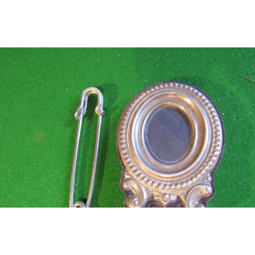 505 - Oval Form Bead Decorated Solid Silver Photograph Frame Approximately 4 Inches High with Solid Silver... 