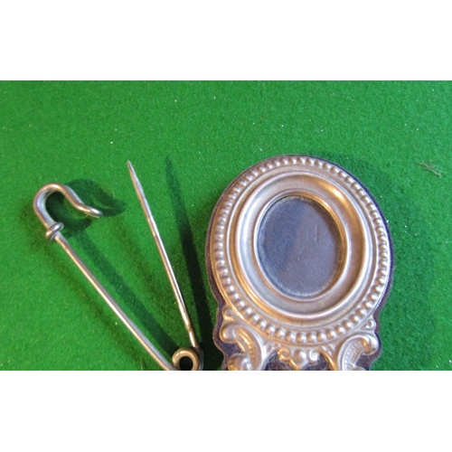 505 - Oval Form Bead Decorated Solid Silver Photograph Frame Approximately 4 Inches High with Solid Silver... 