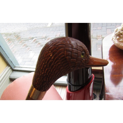 506 - Duck Head Motif Handled Walking Stick Approximately 36 Inches High