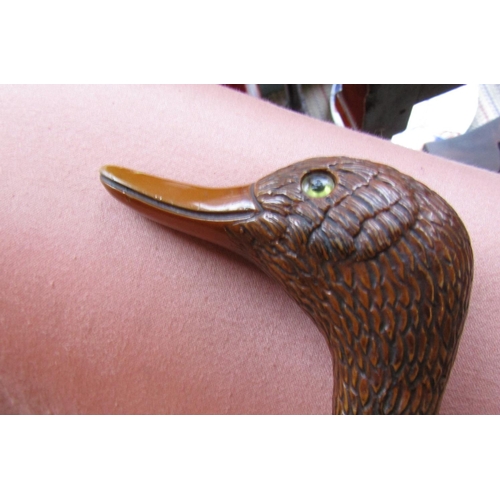 506 - Duck Head Motif Handled Walking Stick Approximately 36 Inches High