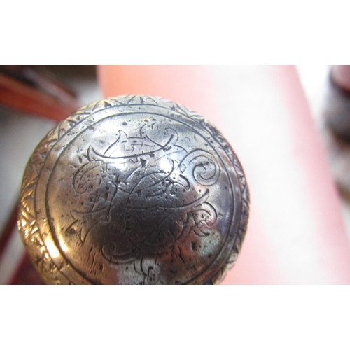 508 - Solid Silver Handled Eastern Walking Stick Approximately 34 Inches High