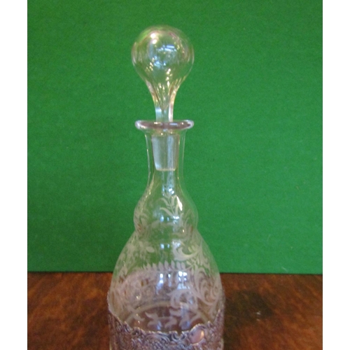 509 - Solid Silver Mounted Engraved Crystal Shaped Form Decanter with Original Stopper Approximately 14 In... 
