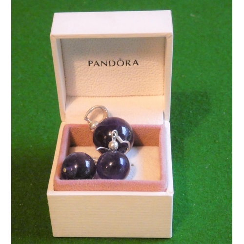 511 - Pair of Solid Silver Mounted Amethyst Pendant Drop Earrings with Matching Silver Necklace Pendant Th... 