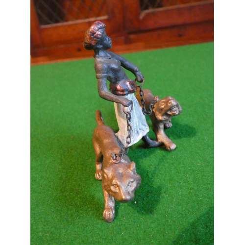 512 - Austrian Cold Painted Bronze Figure of African Man with Lions Finely Detailed Approximately 3 Inches... 