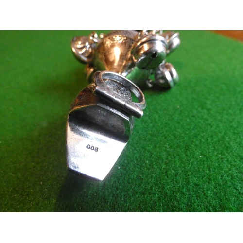 513 - Babies Silver Rattle Cavalier Motif with Coral Soother Approximately 5 Inches High