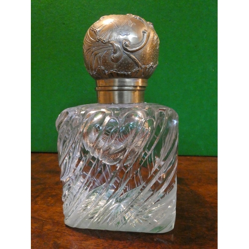 517 - Very Large Antique Cut Crystal Table Jar with Hinged Cover Approximately 8 Inches High