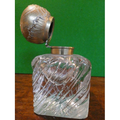 517 - Very Large Antique Cut Crystal Table Jar with Hinged Cover Approximately 8 Inches High