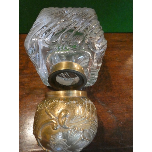517 - Very Large Antique Cut Crystal Table Jar with Hinged Cover Approximately 8 Inches High