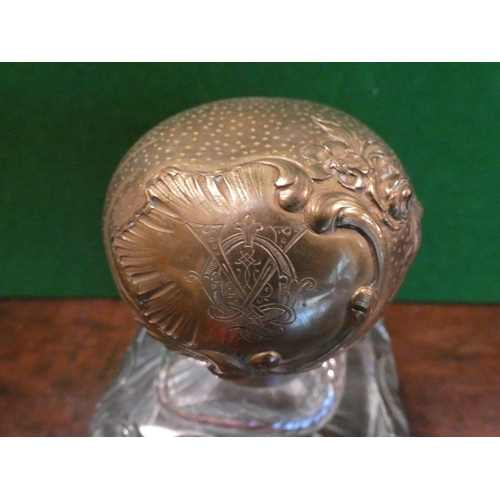 517 - Very Large Antique Cut Crystal Table Jar with Hinged Cover Approximately 8 Inches High