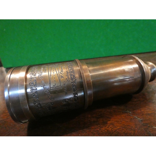 518 - Brass Telescope Telescopic Form Extends to Approximately 32 Inches with Engraved Detailing