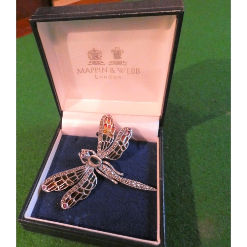 519 - Dragonfly Plique A Jour Solid Silver Ladies Brooch Attractively Detailed