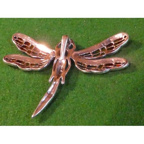 519 - Dragonfly Plique A Jour Solid Silver Ladies Brooch Attractively Detailed