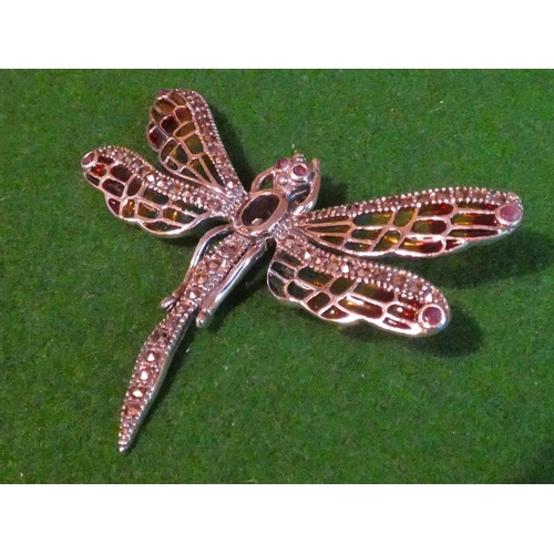 519 - Dragonfly Plique A Jour Solid Silver Ladies Brooch Attractively Detailed