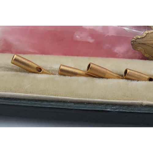523 - Antique Ormolu Mounted Pink Quartz Parasol Handle with Parasol Tips Complete within Original Present... 