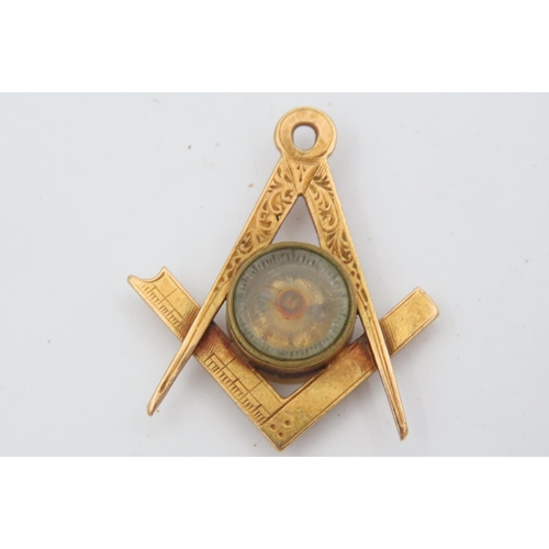 526 - Victorian 15 Carat Yellow Gold Masonic Compass Fob Hallmarked 1895