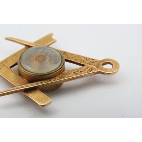 526 - Victorian 15 Carat Yellow Gold Masonic Compass Fob Hallmarked 1895