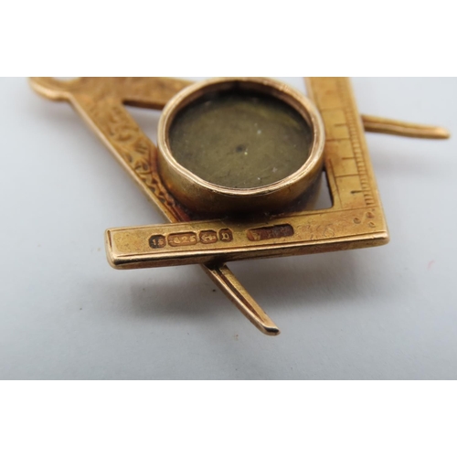 526 - Victorian 15 Carat Yellow Gold Masonic Compass Fob Hallmarked 1895