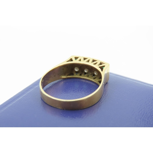 527 - 18 Carat Gold Eight Stone Diamond and Emerald Ladies Ring Size O