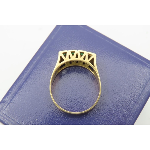 527 - 18 Carat Gold Eight Stone Diamond and Emerald Ladies Ring Size O