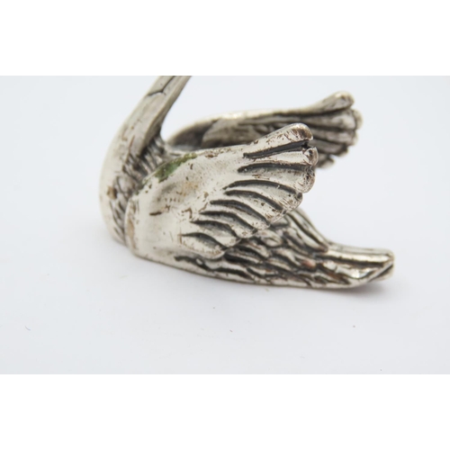 530 - Set of Four Solid Silver Figures Mother Swan with Three Goslings Tallest Approximately 1 Inch High