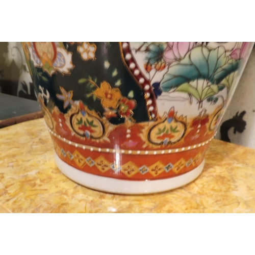 532 - Large Oriental Red Ground Vase Shaped Form with Further Gilded Decoration Approximately 32 Inches Hi... 